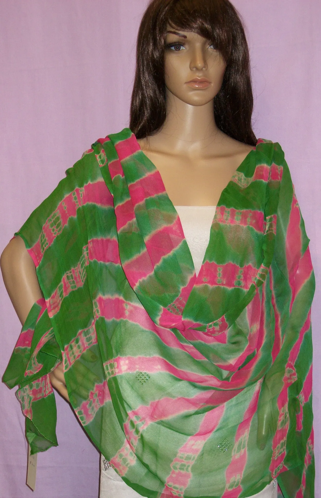 Dupatta Chiffon Pink Scarf