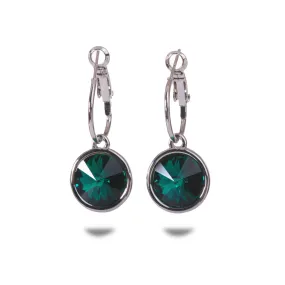 E7164 Emerald Swarovski Circle Drop Earrings