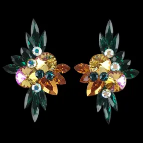 Earrings, Emerald - Champagne - Topaz - Crystal AB Rhinestones