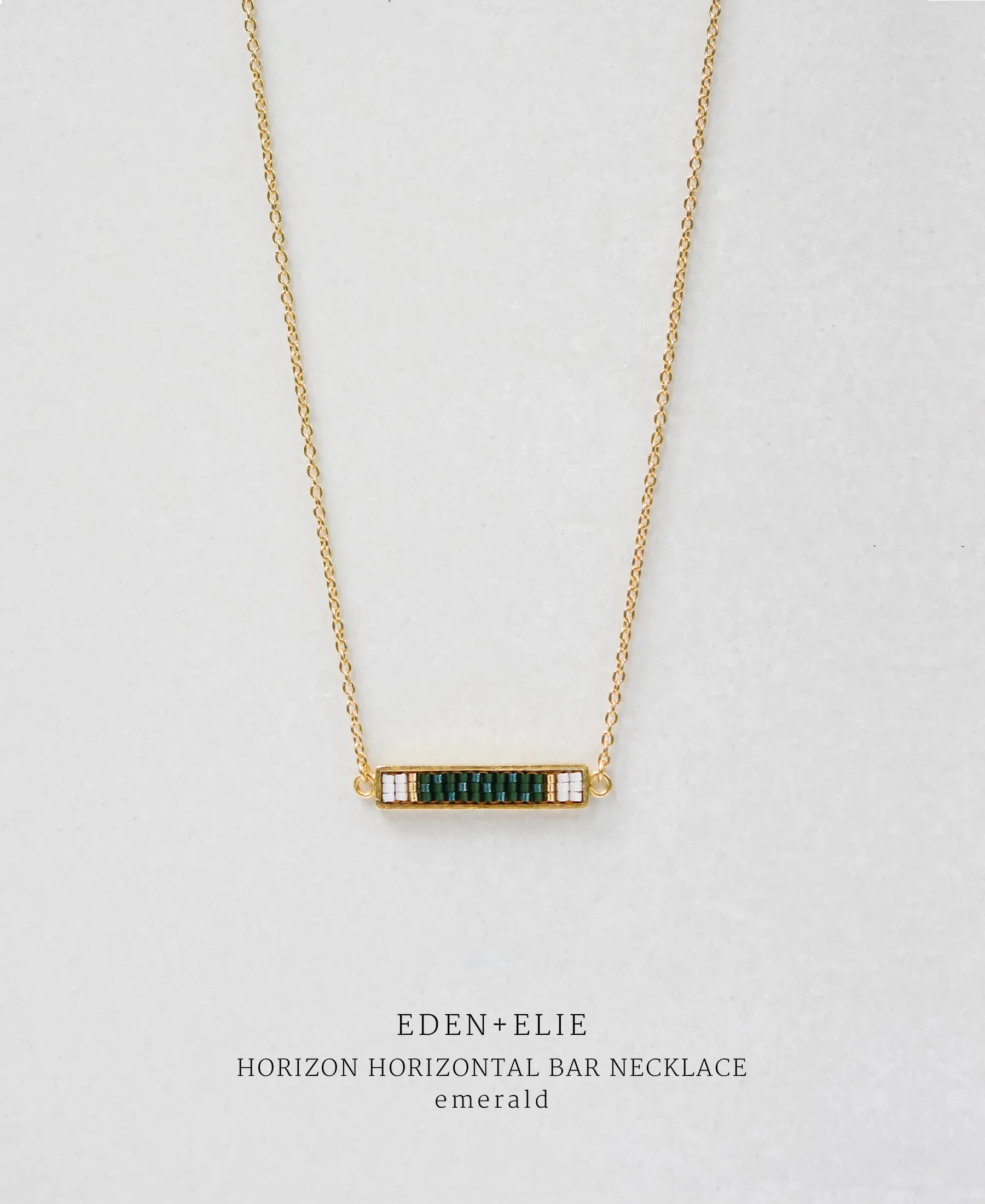 EDEN   ELIE Horizon Horizontal bar necklace - emerald green