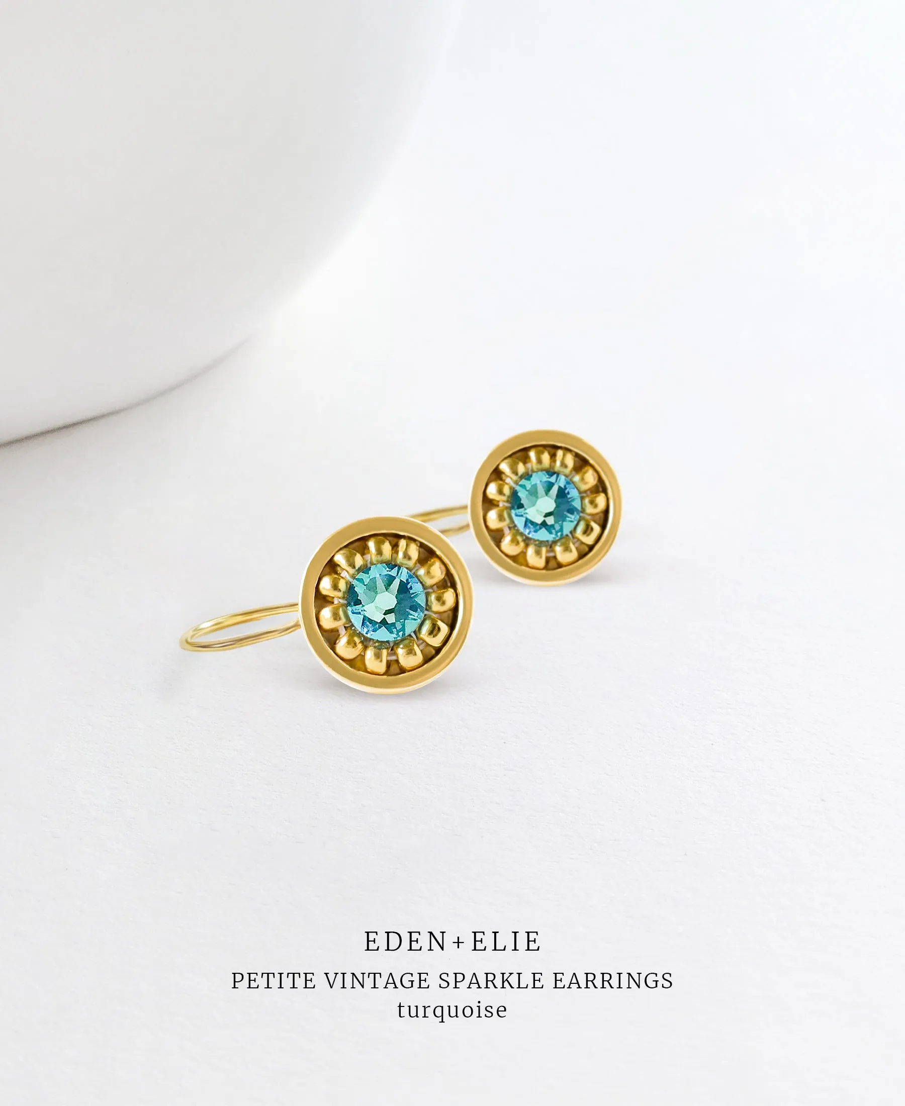 EDEN   ELIE Petite Vintage Sparkle drop earrings - Turquoise