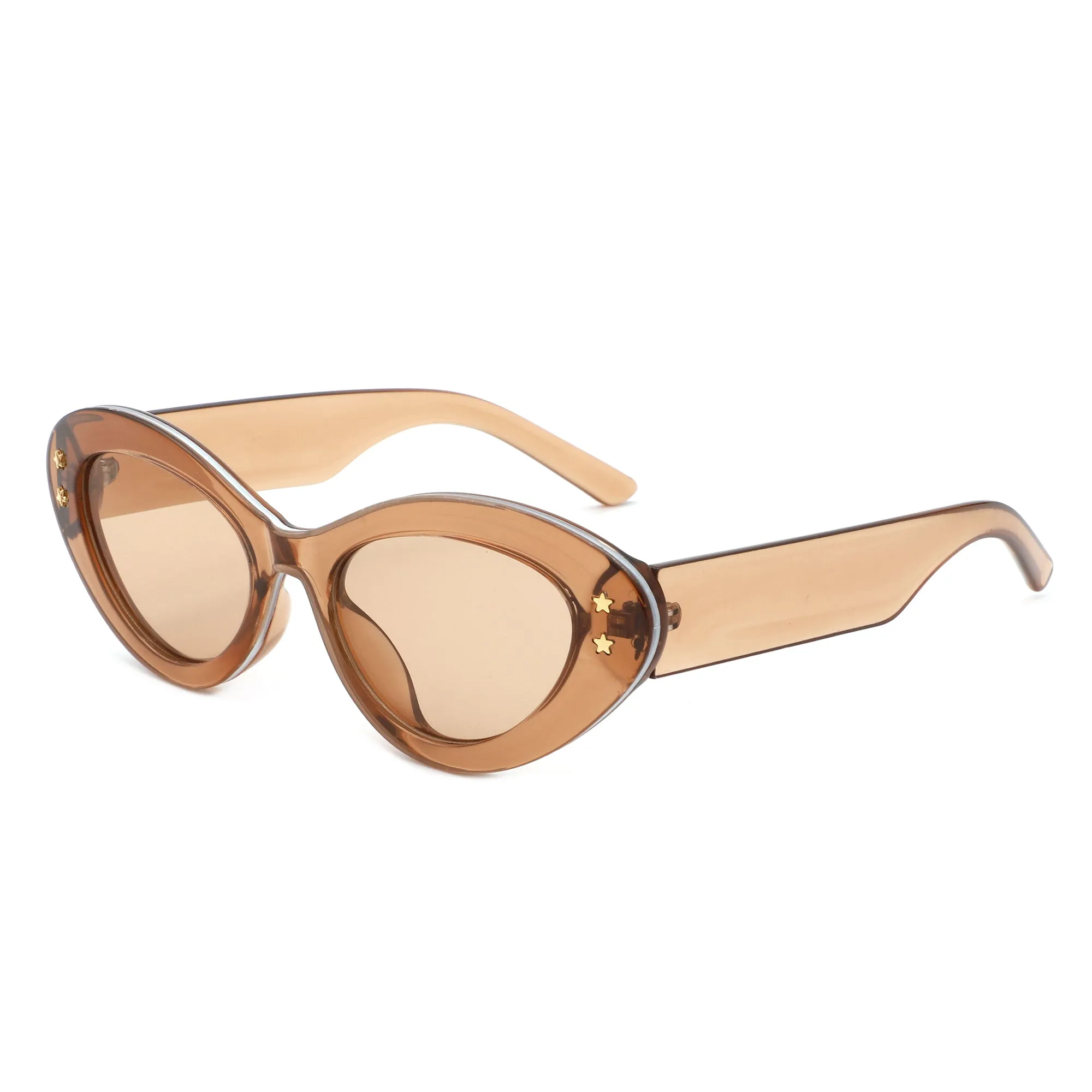 Elandor - Cat Eye Oval Star Designed Sunglasses