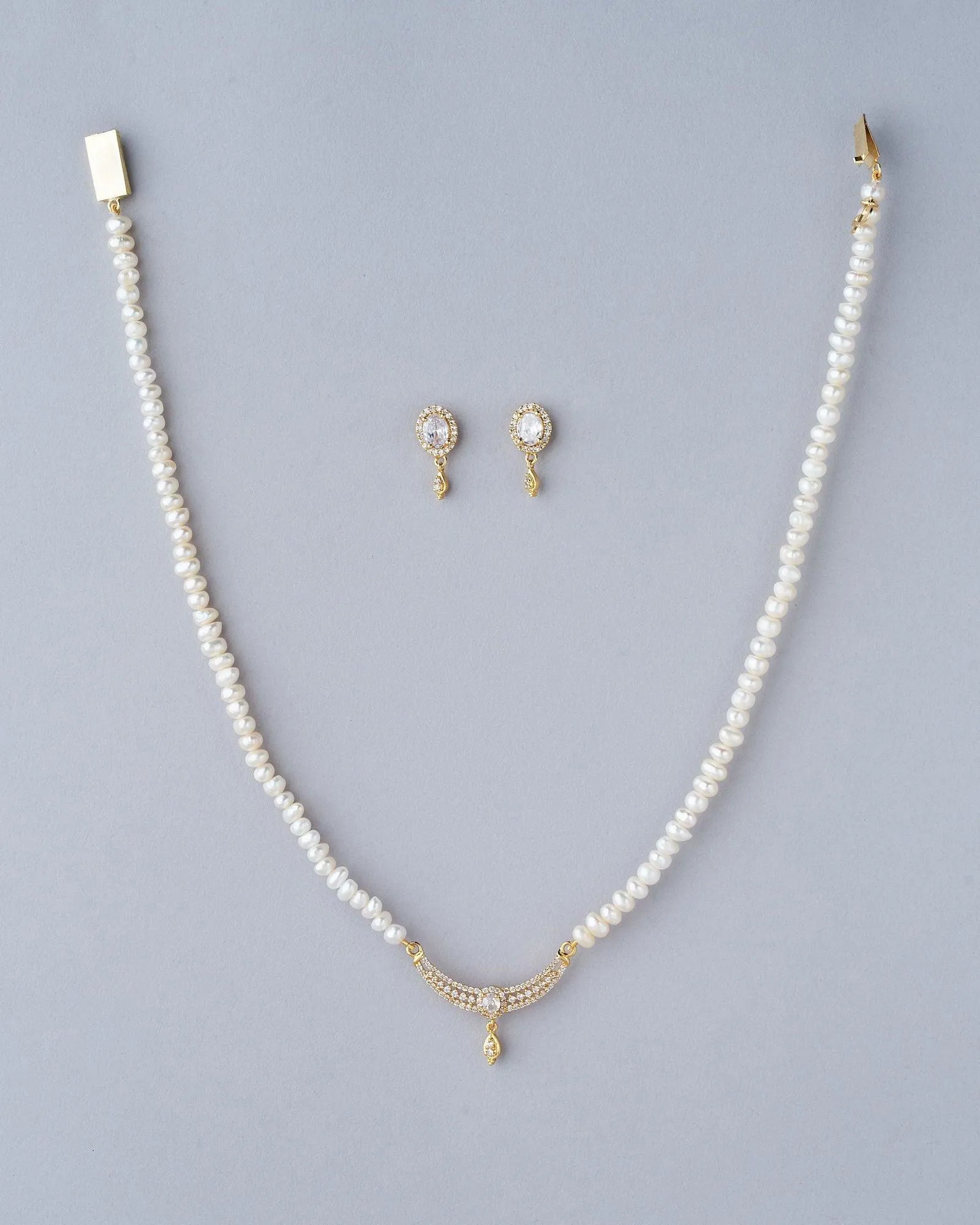 Elegant Real Pearl Necklace Set