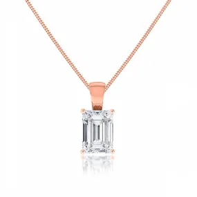 ELIZA - Emerald Moissanite 4 Claw Drop Pendant 18k Rose Gold