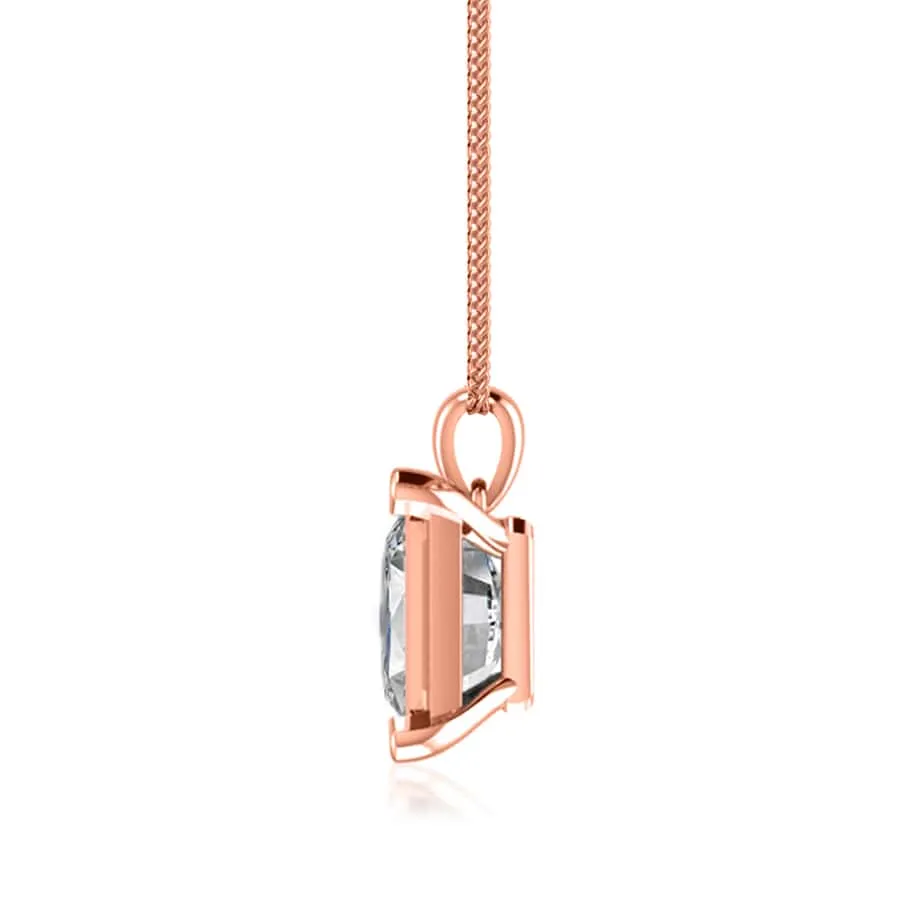 ELIZA - Emerald Moissanite 4 Claw Drop Pendant 18k Rose Gold