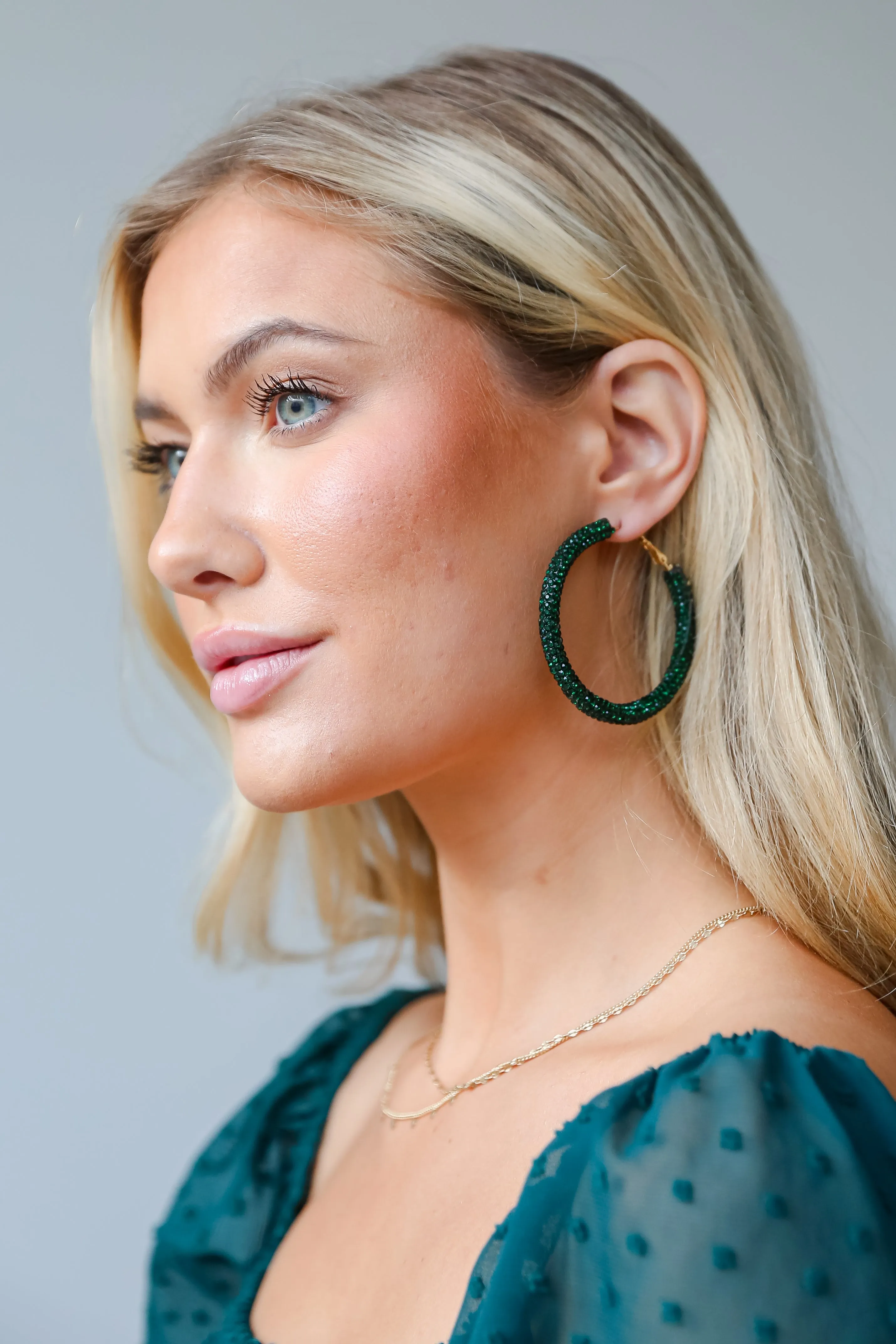 Ellie Green Rhinestone Hoop Earrings