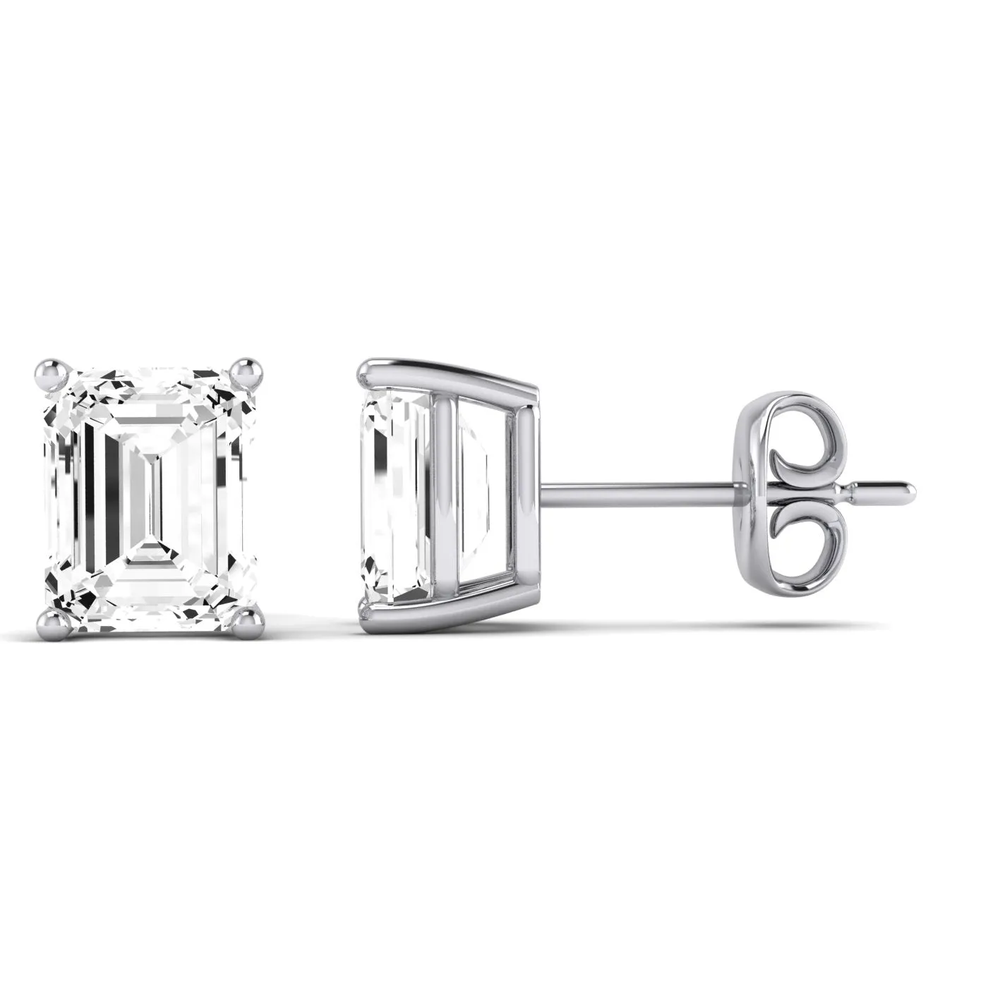 Elowen Emerald Cut Lab Diamond Stud Earrings