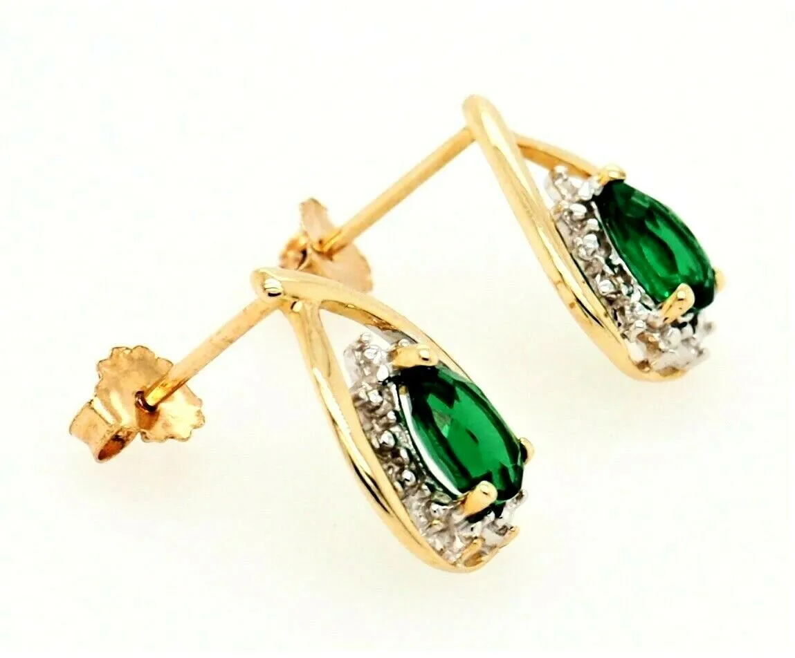 Emerald 9ct Yellow Gold Earrings