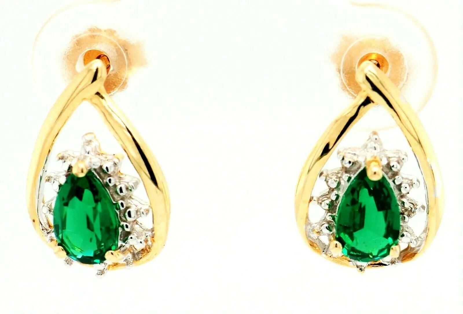 Emerald 9ct Yellow Gold Earrings