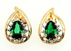 Emerald 9ct Yellow Gold Earrings