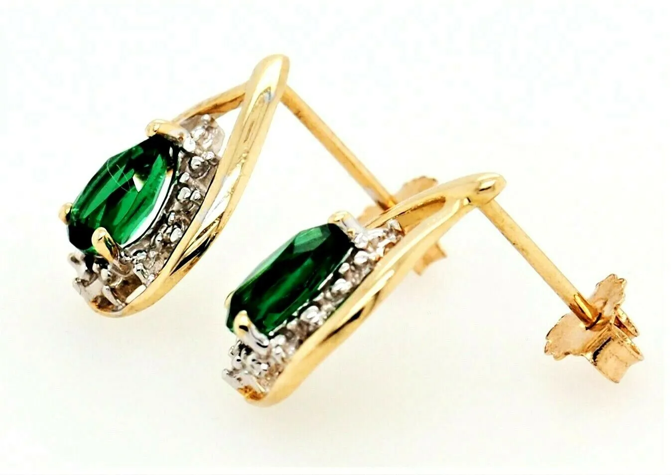 Emerald 9ct Yellow Gold Earrings