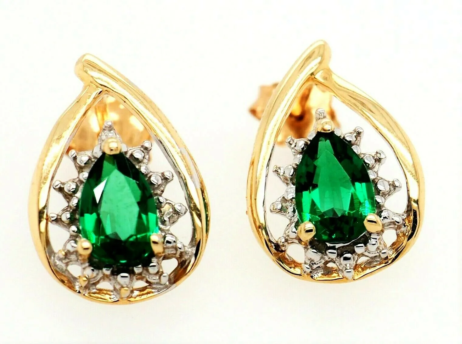 Emerald 9ct Yellow Gold Earrings