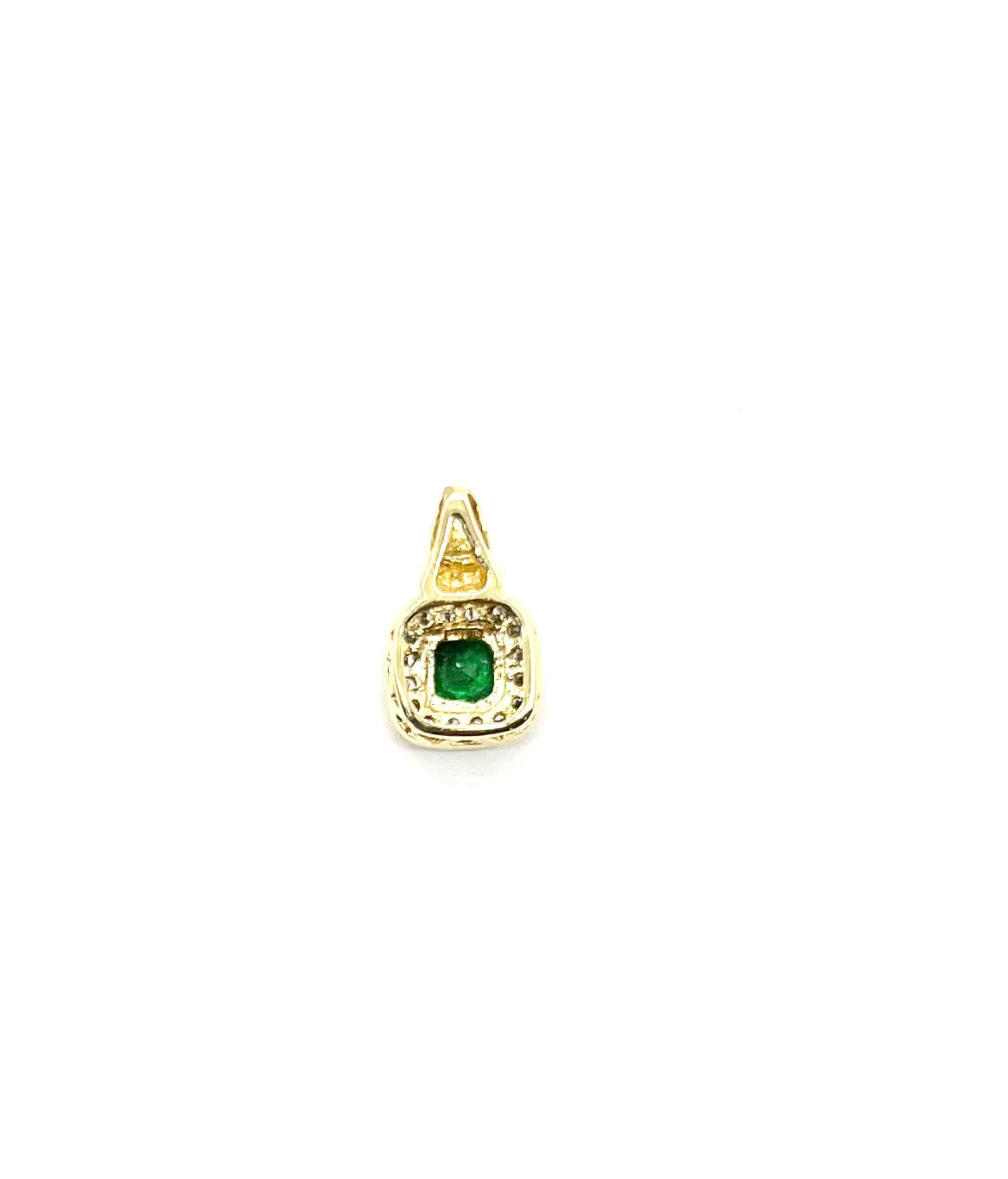 Emerald and Diamond Halo Pendant