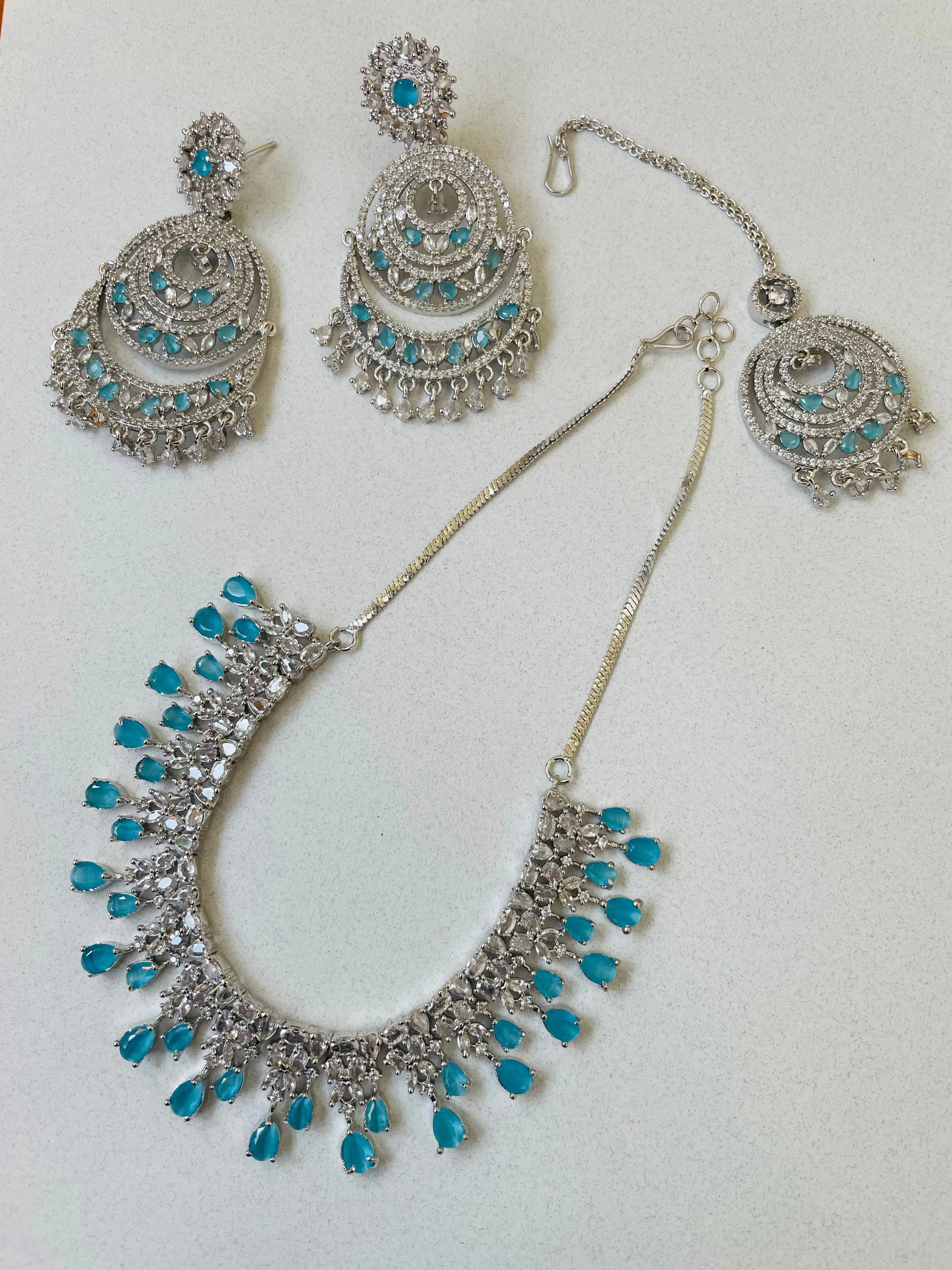 EMERALD AQUA NECKLACE-Elegance114