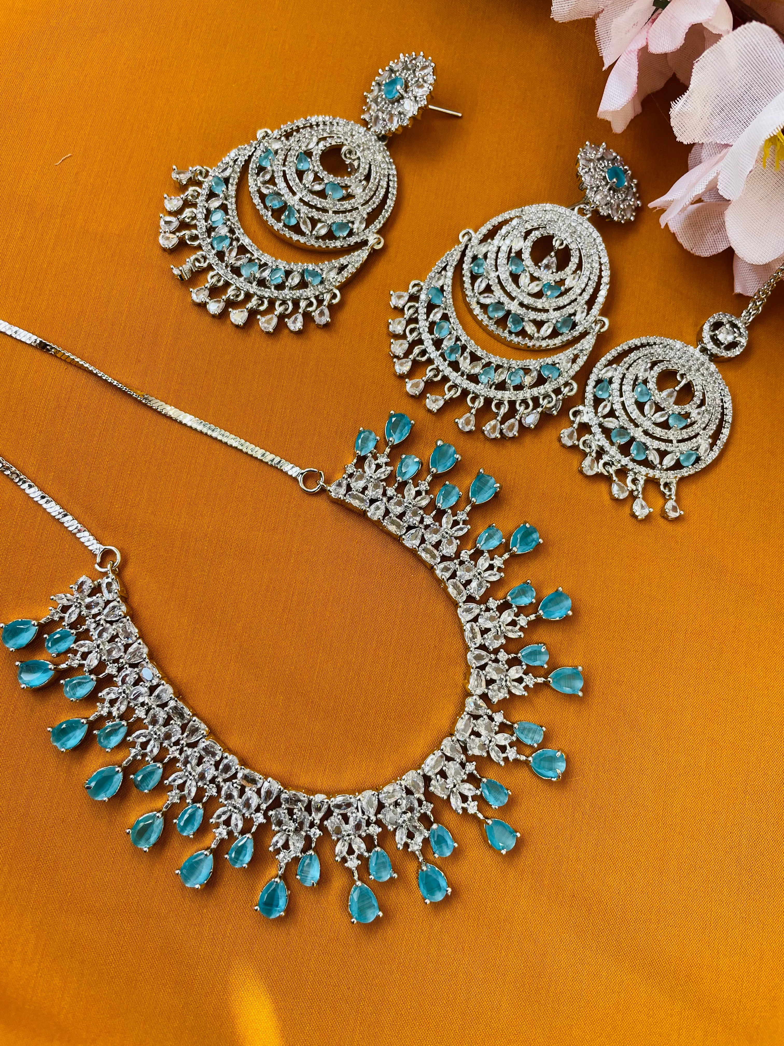 EMERALD AQUA NECKLACE-Elegance114