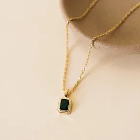 Emerald Baguette Pendant Necklace