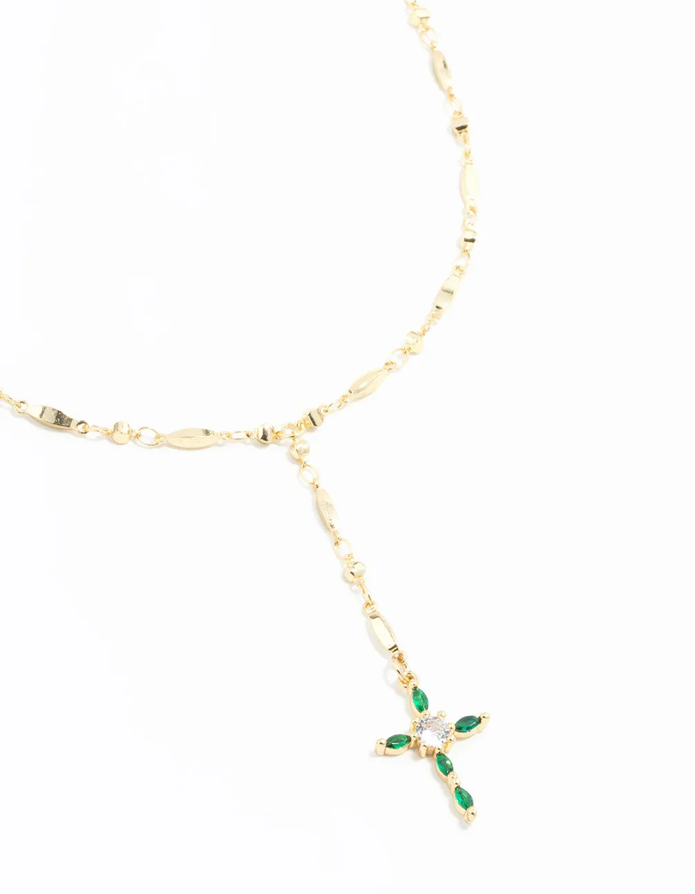 Emerald Cross Chain Y-Necklace