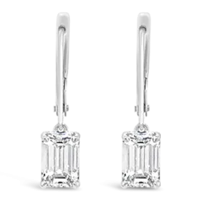 Emerald cut Diamond Dangle Earrings