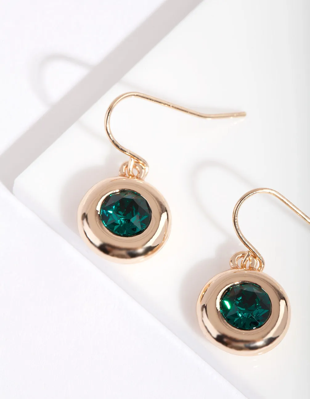 Emerald Diamond Simulant Circle Drop Earrings