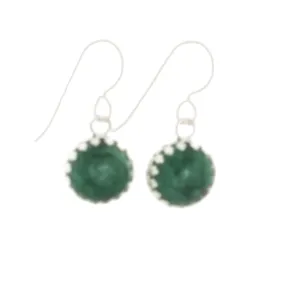 Emerald Earrings set in Argentium Silver on French Hooks