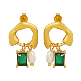 Emerald Geometric Earrings