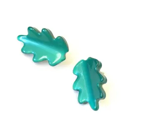 Emerald Green Moonglow Jagged Leaf Stud Earrings