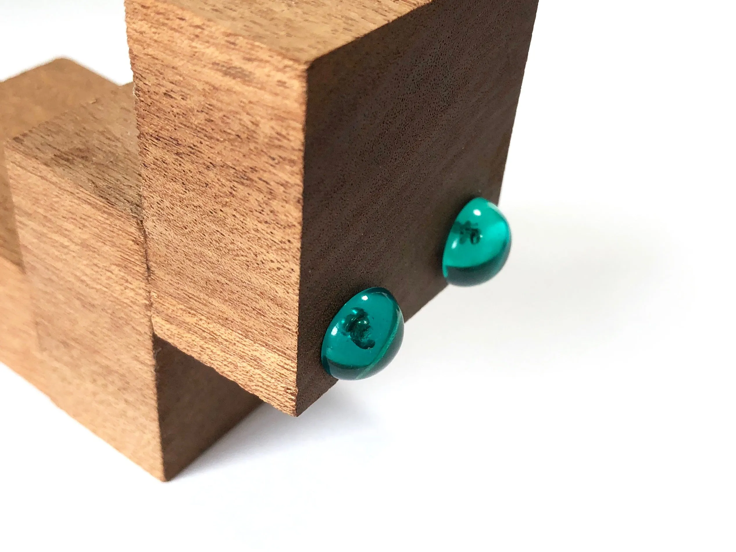 Emerald Green Transparent Retro Button Stud Earrings