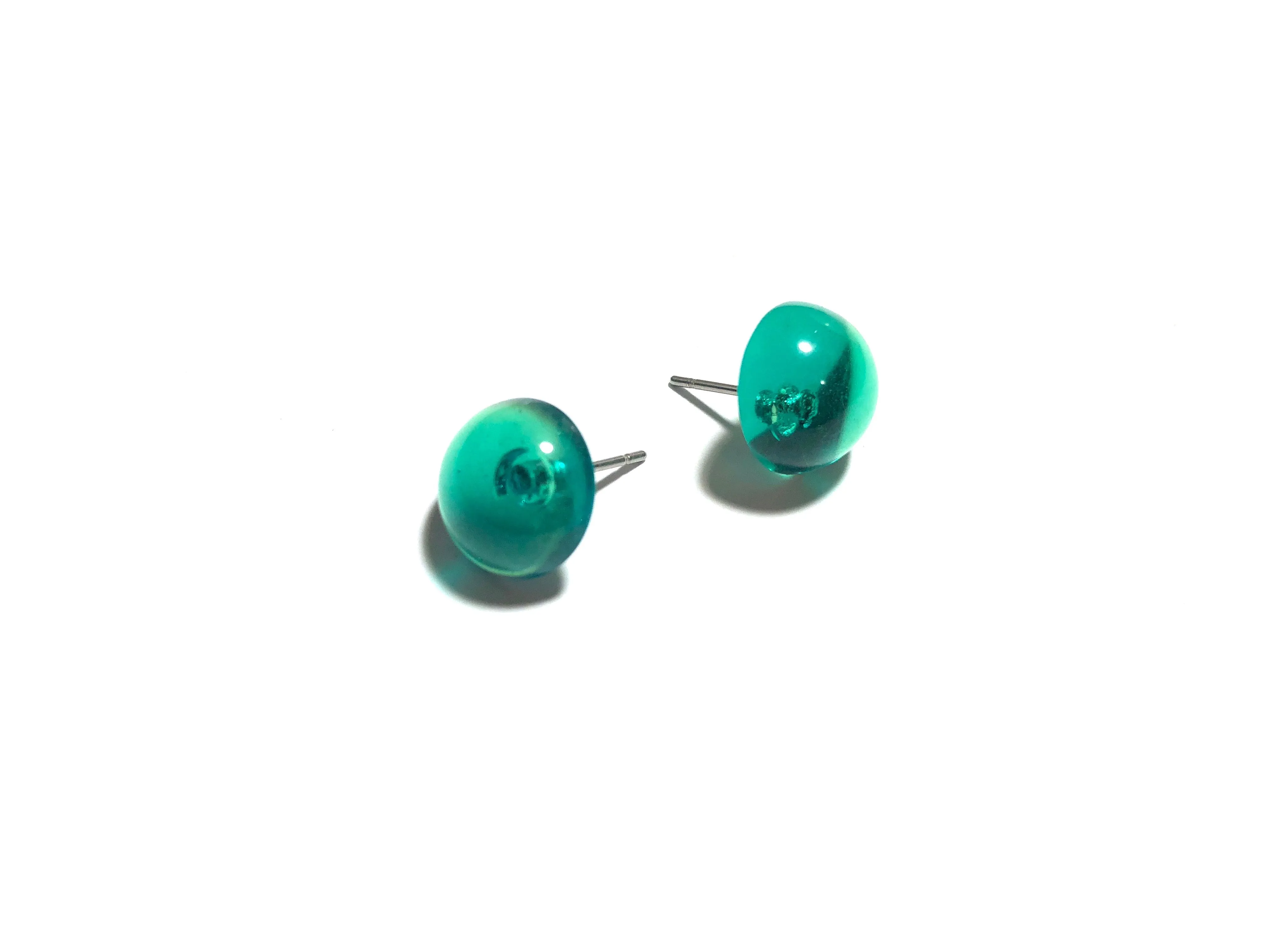 Emerald Green Transparent Retro Button Stud Earrings