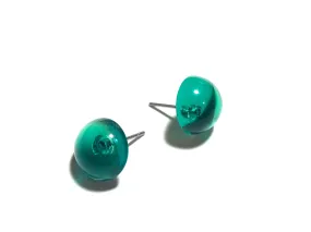 Emerald Green Transparent Retro Button Stud Earrings