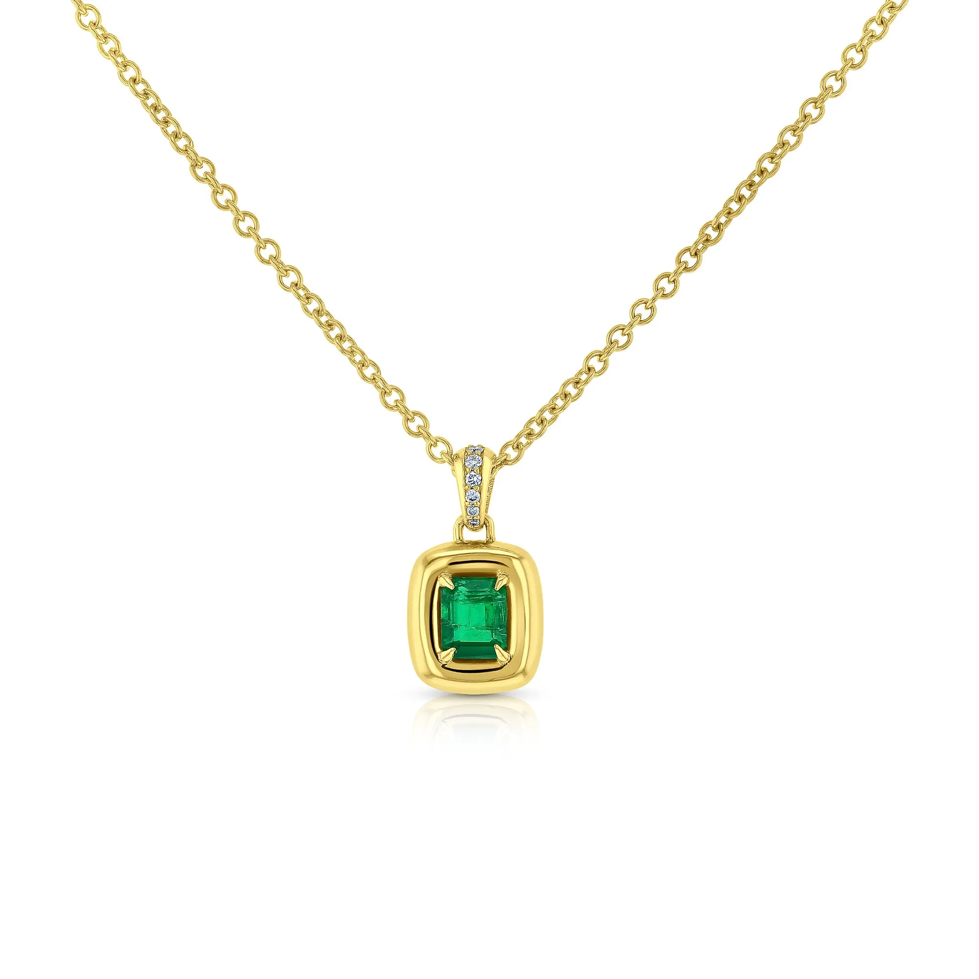 Emerald Marshmallow Bezel Necklace