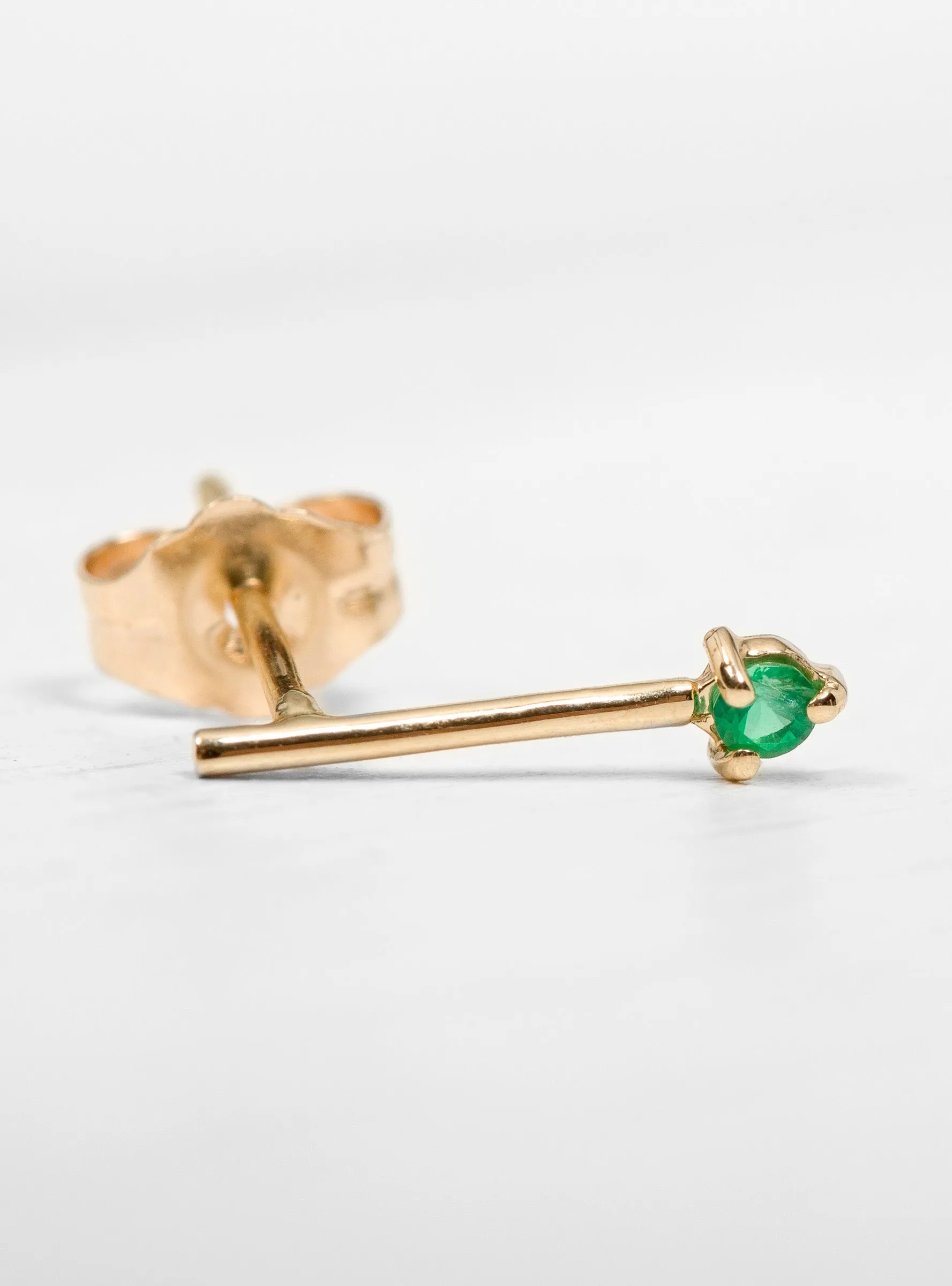 Emerald One Step Bar Earrings