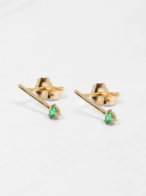 Emerald One Step Bar Earrings