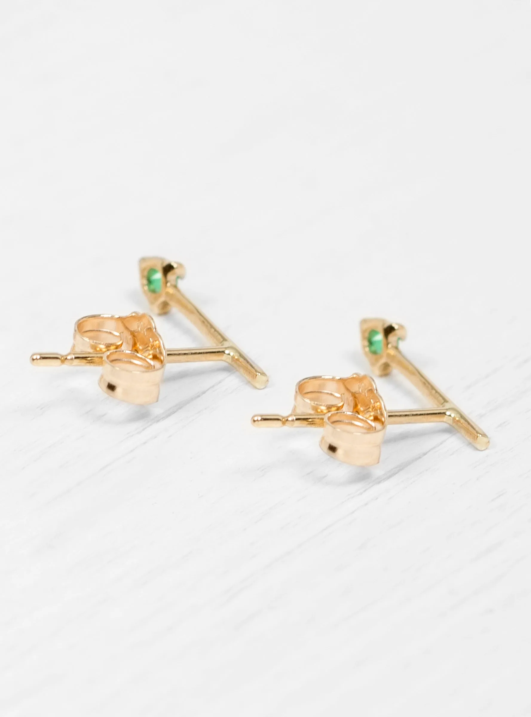 Emerald One Step Bar Earrings