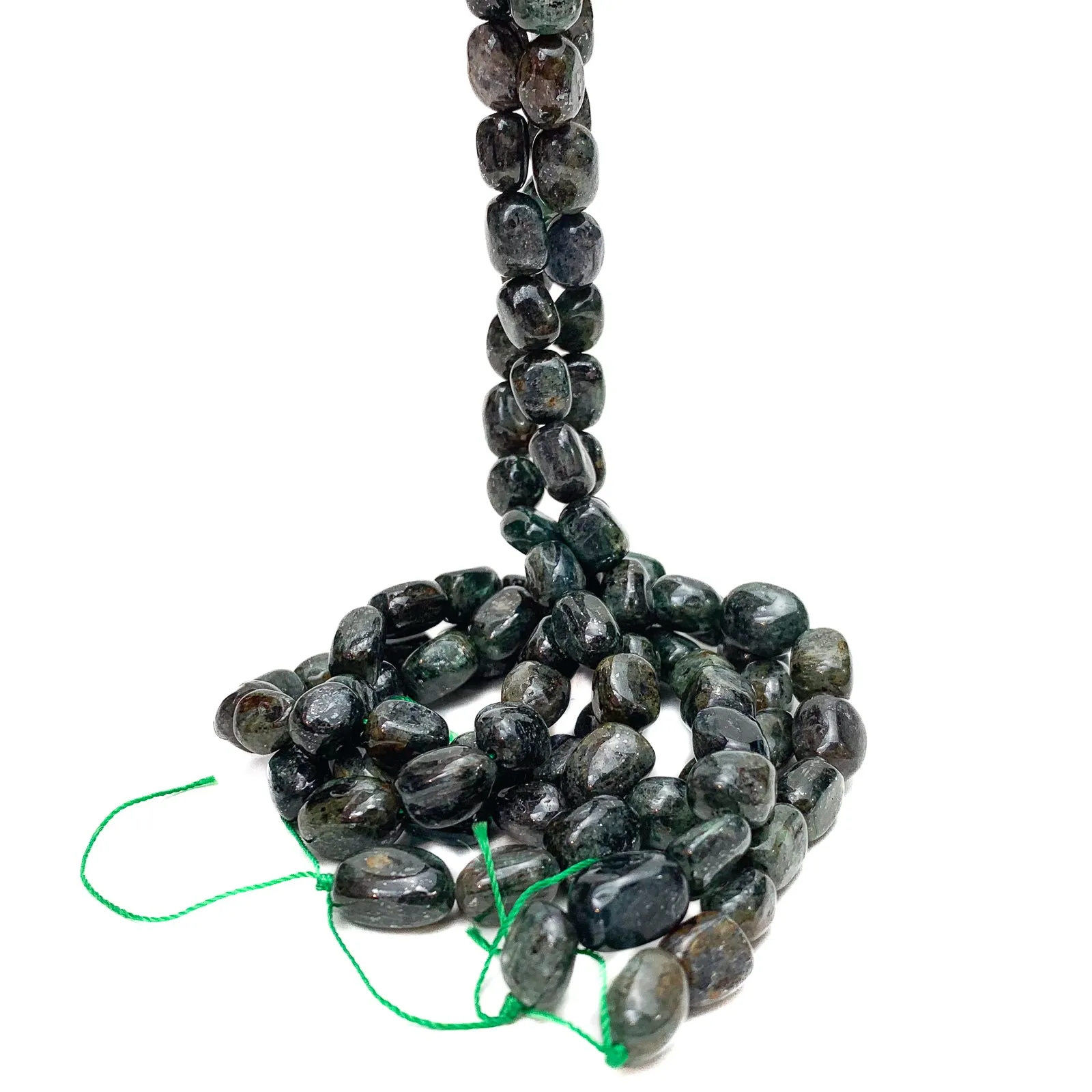 Emerald Raw Smooth Pebbles Bead Strand