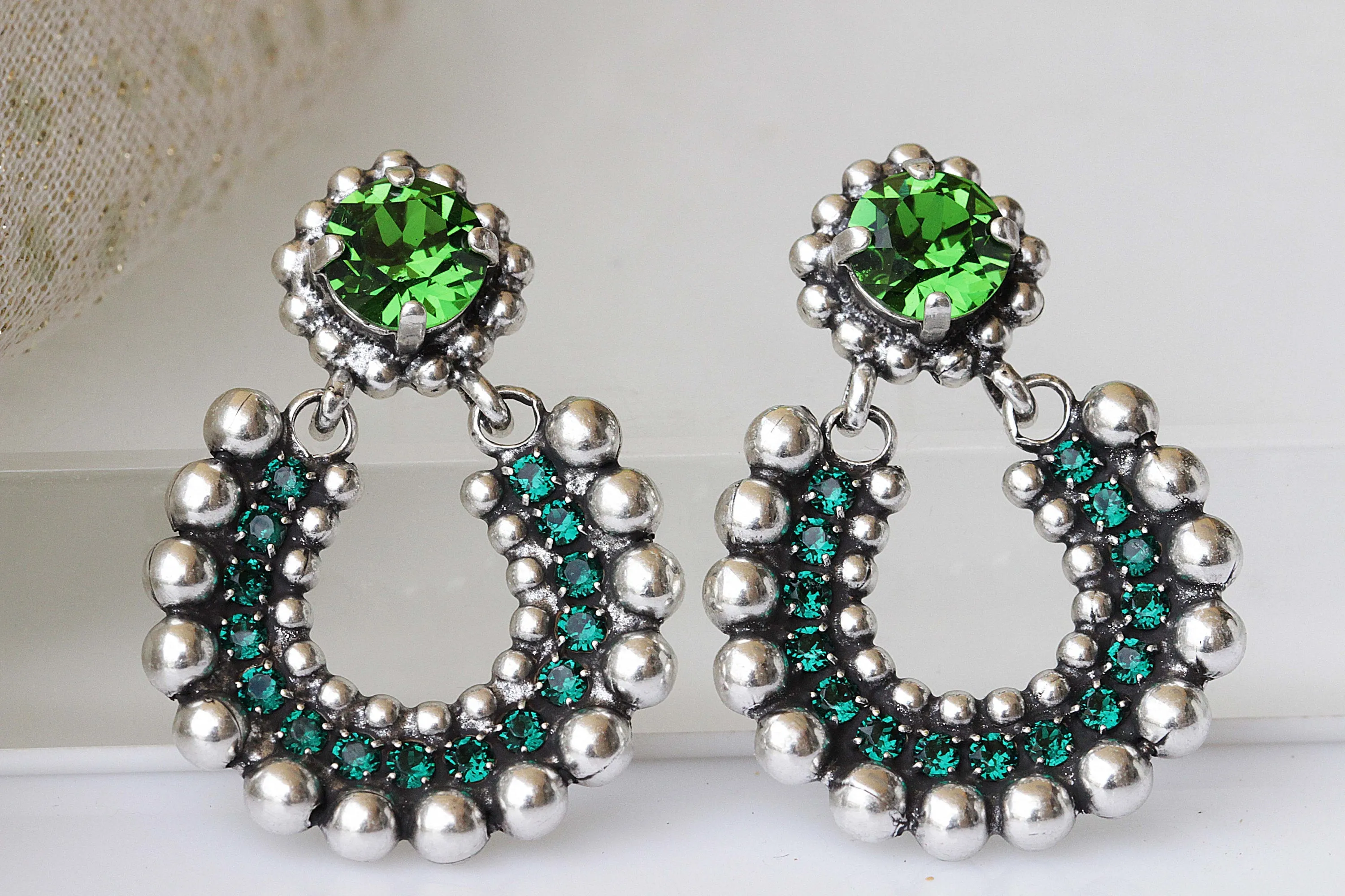 EMERALD SILVER EARRINGS