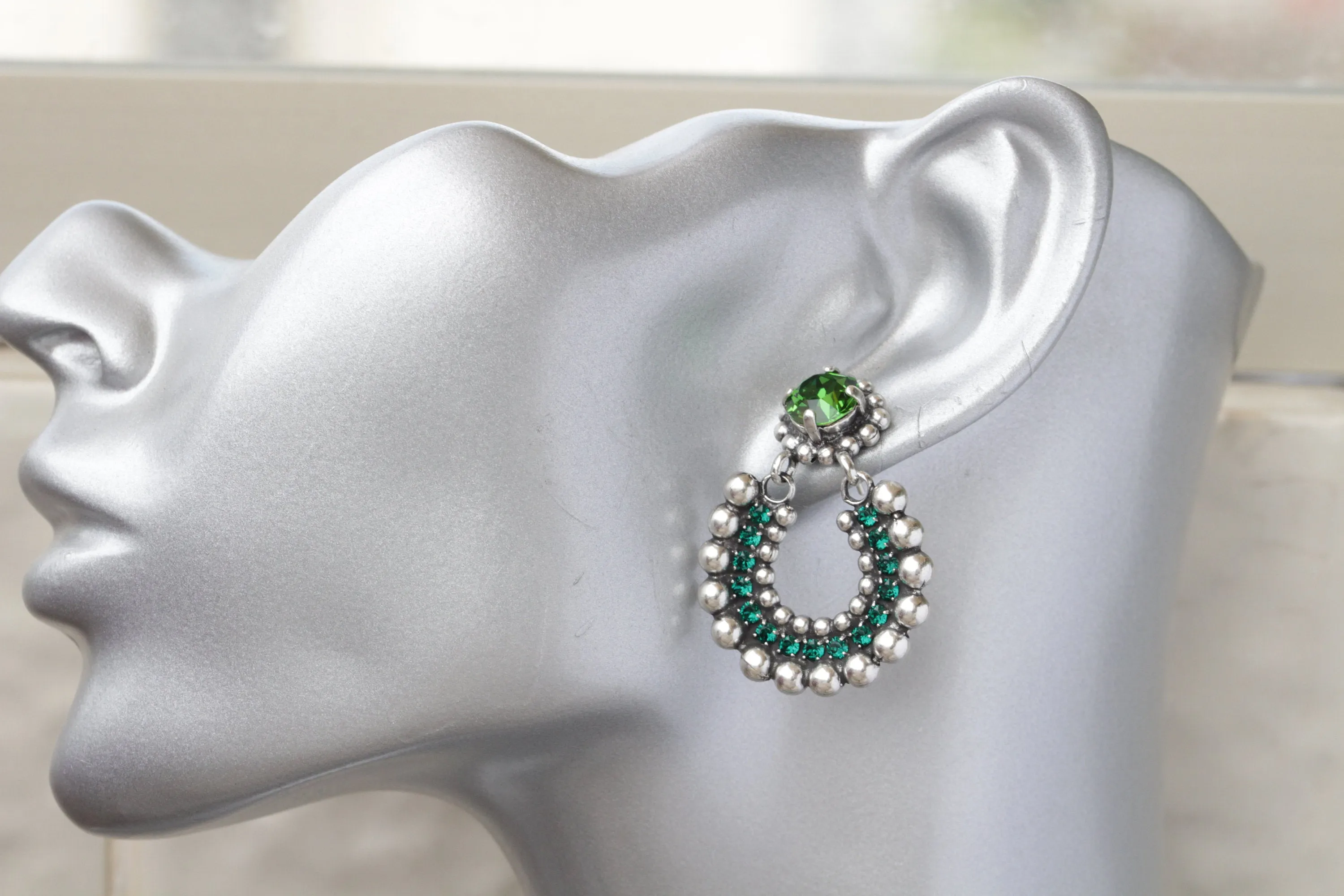 EMERALD SILVER EARRINGS