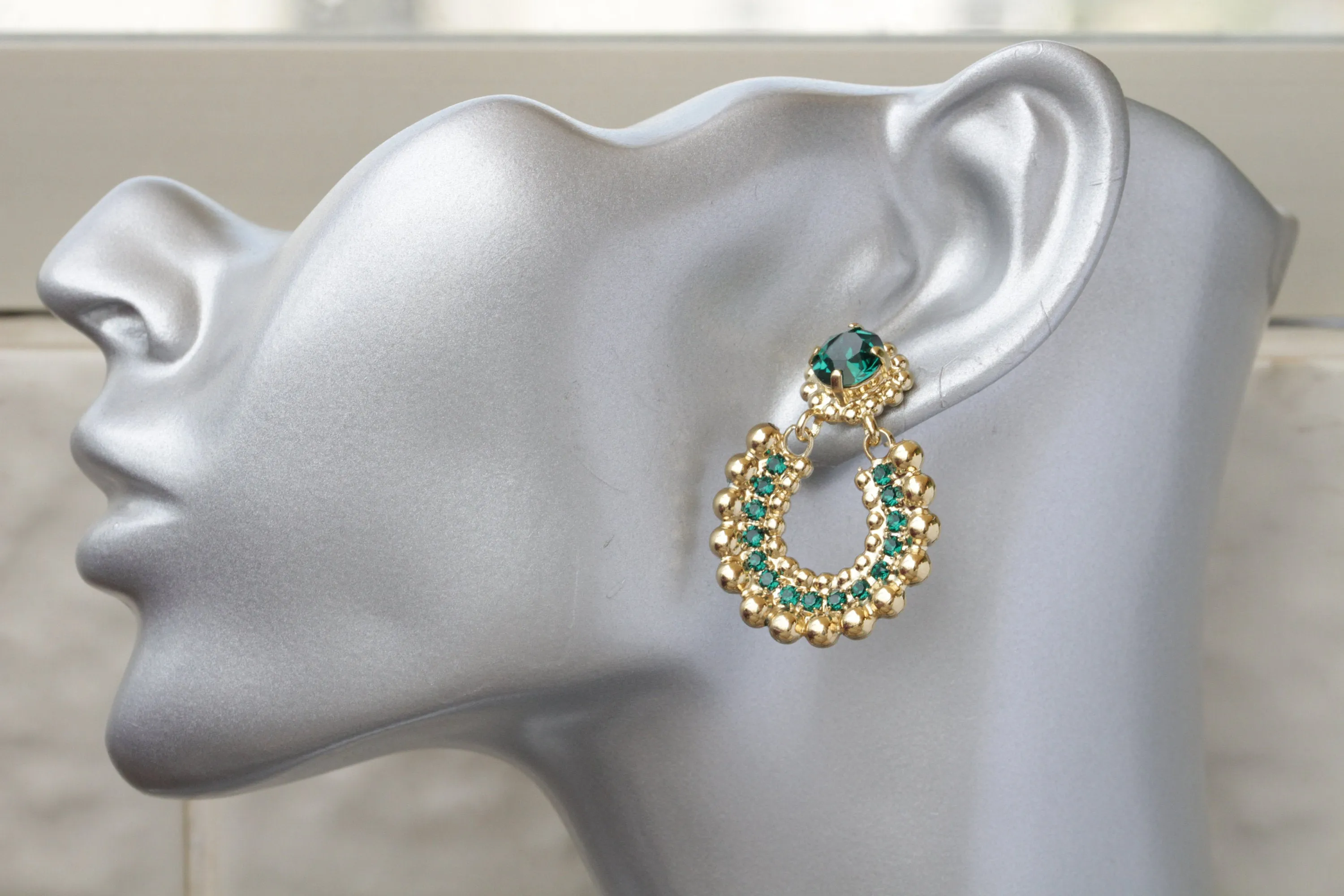 EMERALD SILVER EARRINGS