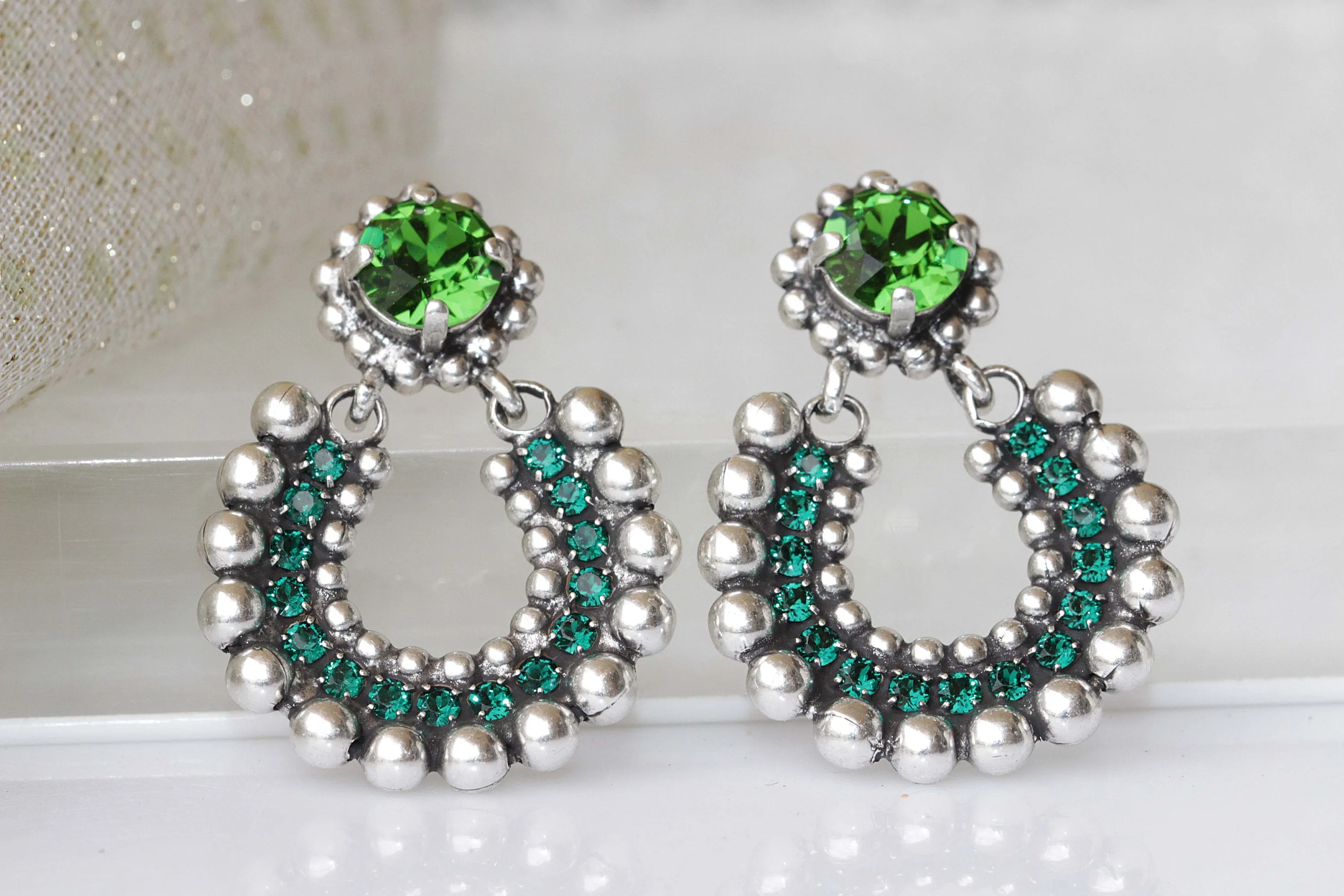 EMERALD SILVER EARRINGS