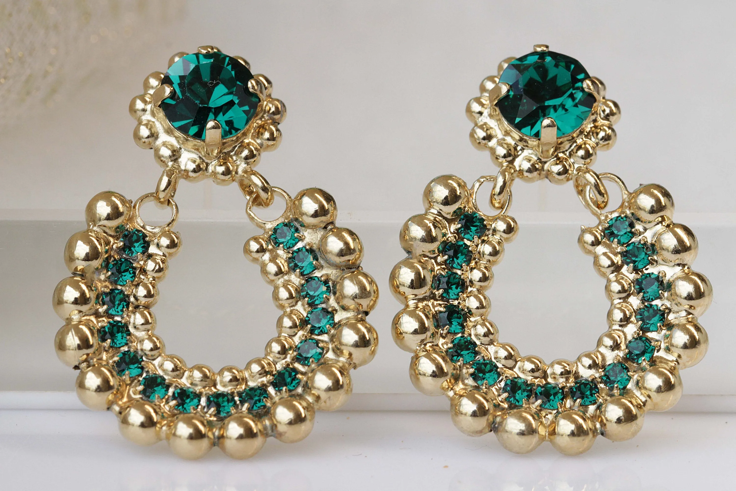 EMERALD SILVER EARRINGS