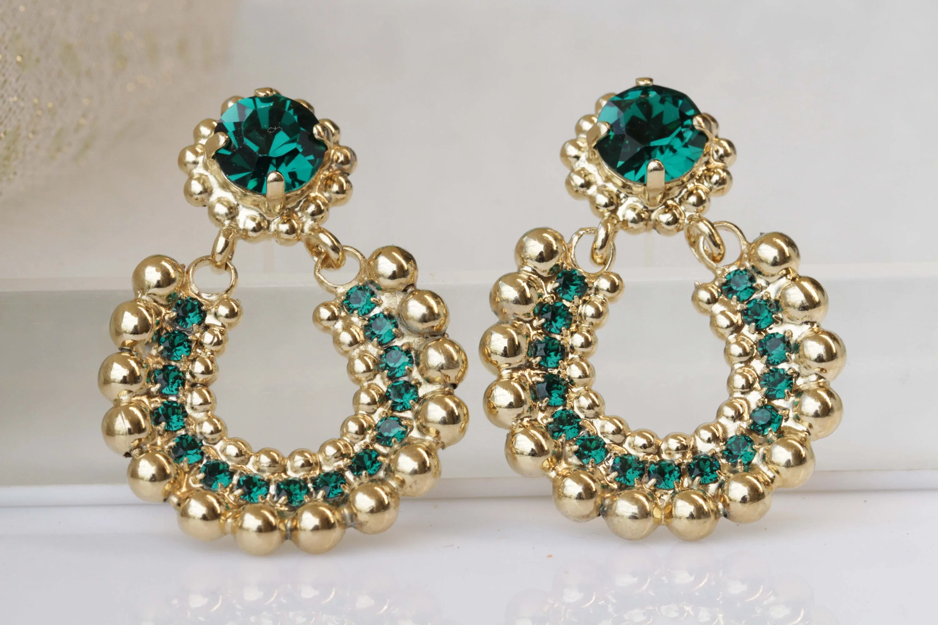 EMERALD SILVER EARRINGS