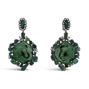 Emerald Slice Dangle Earrings