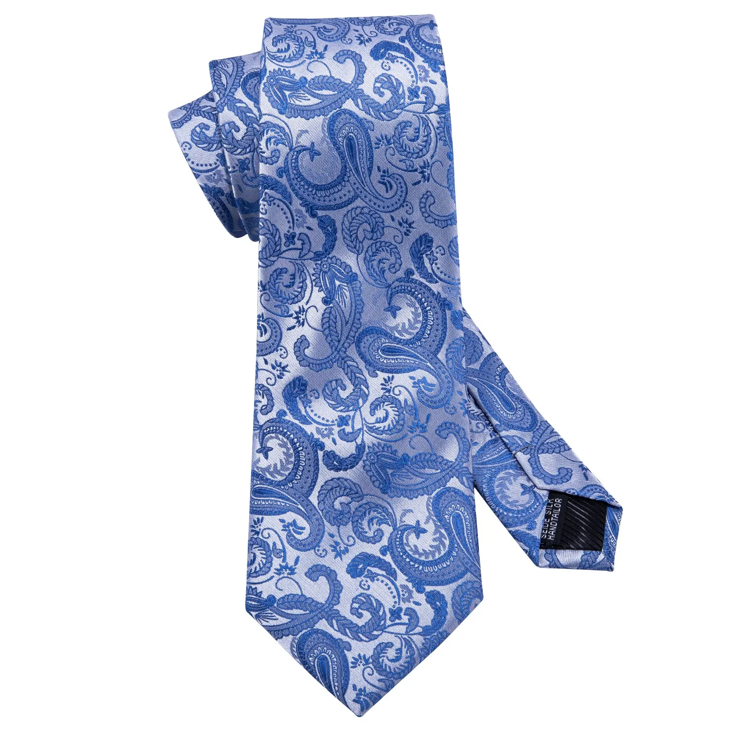 Essential Blue Paisley Tie Handkerchief Cufflinks Set with Wedding Brooch