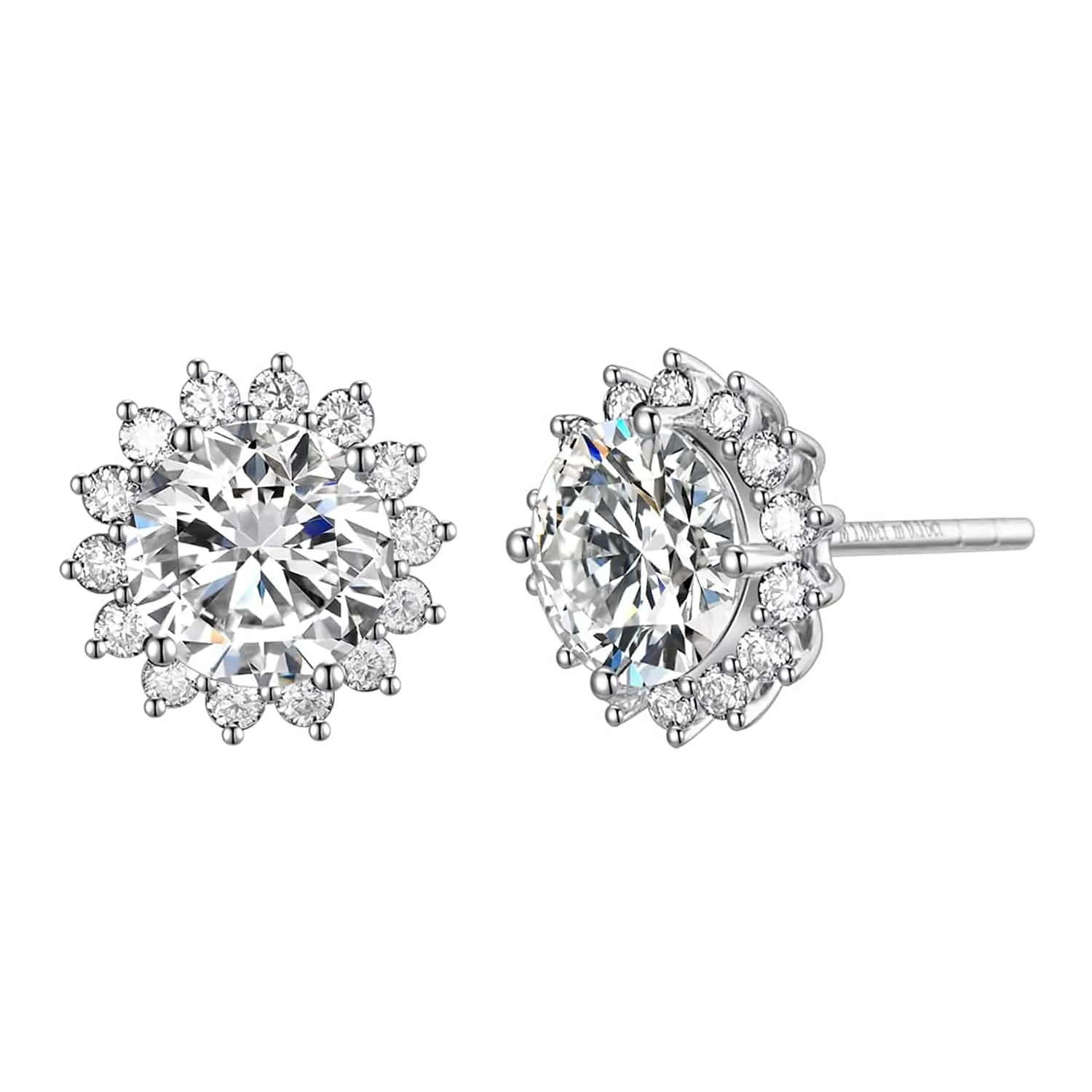 FANCIME 2.2CTTW Moissanite Flower 14K White Gold Stud Earrings