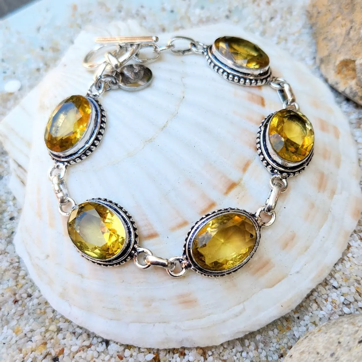 FIVE SUNS  - CITRINE GEMSTONE 925 BRACELET