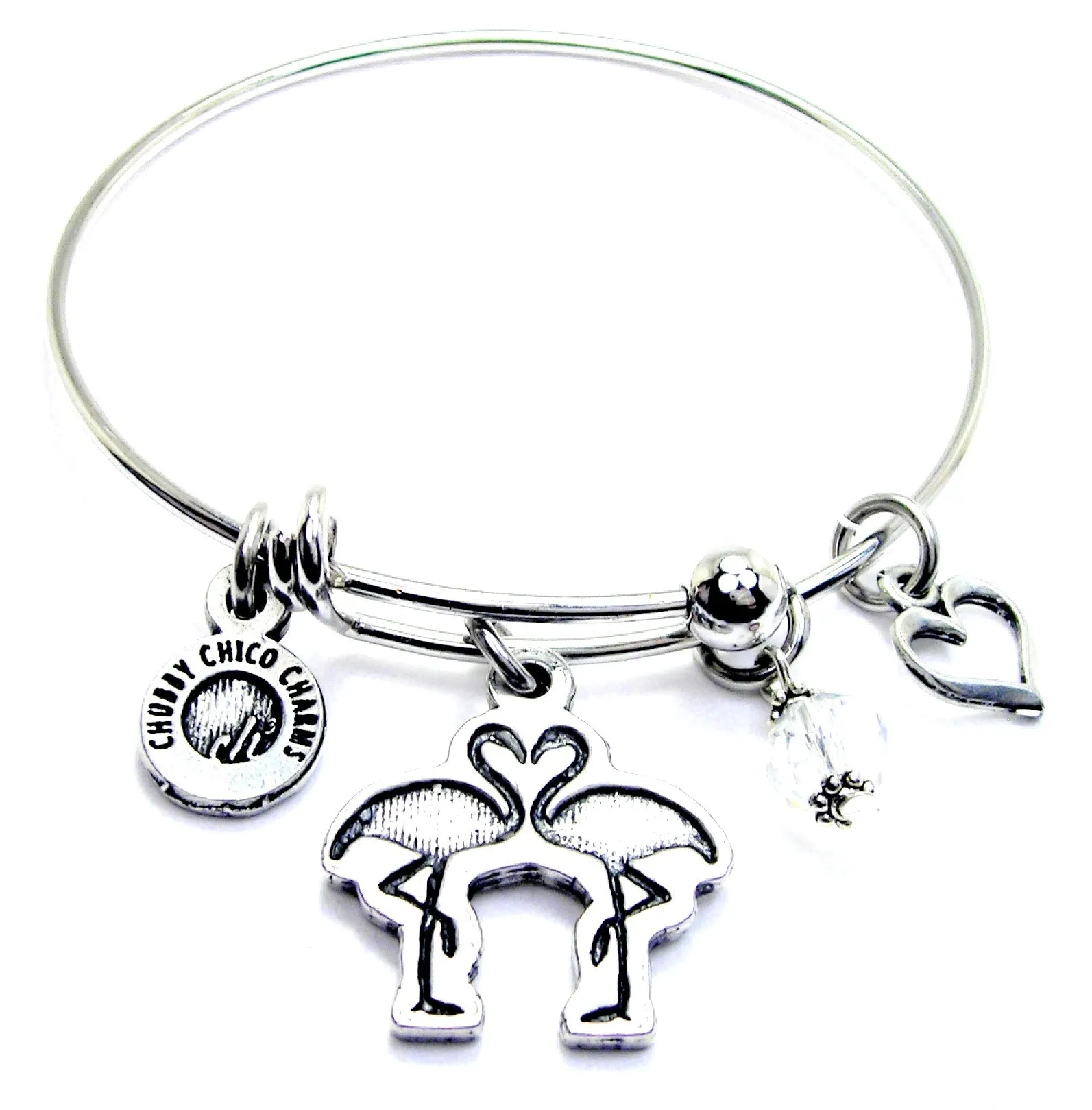 Flamingos In Love Expandable Bangle Bracelet