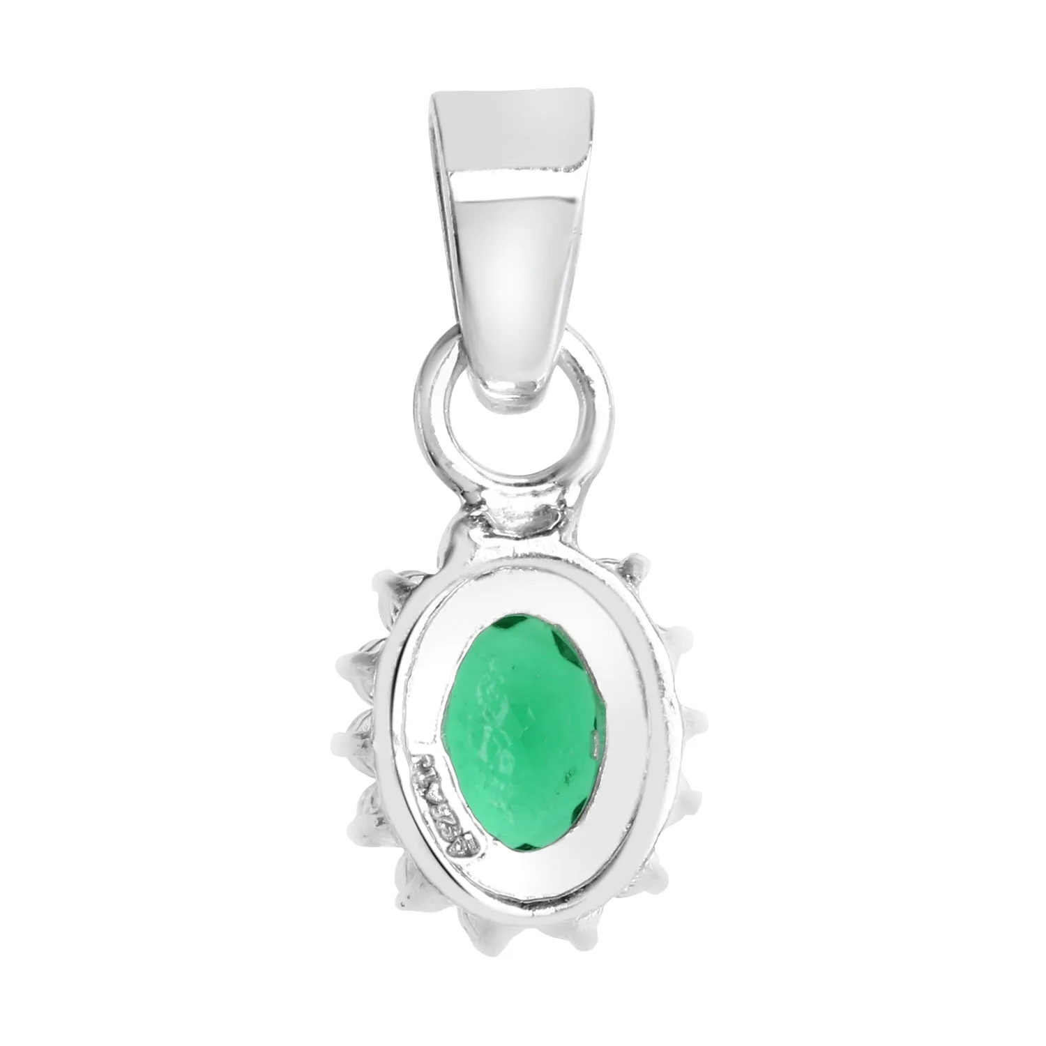 Floral Silver Earrings Pendant Set (Green)