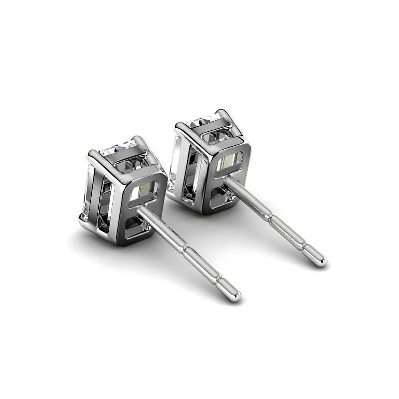 Four-Prong 0.60-5.00 CT Emerald Cut Lab Grown Diamonds - Stud Earrings