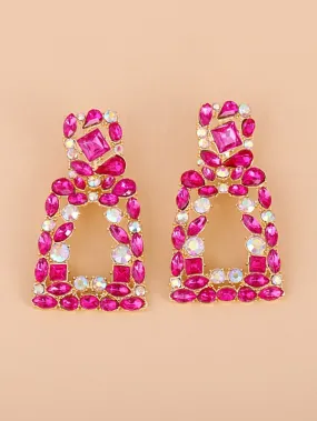 Fuchsia Pink Vintage Inspired Rhinestone Earrings