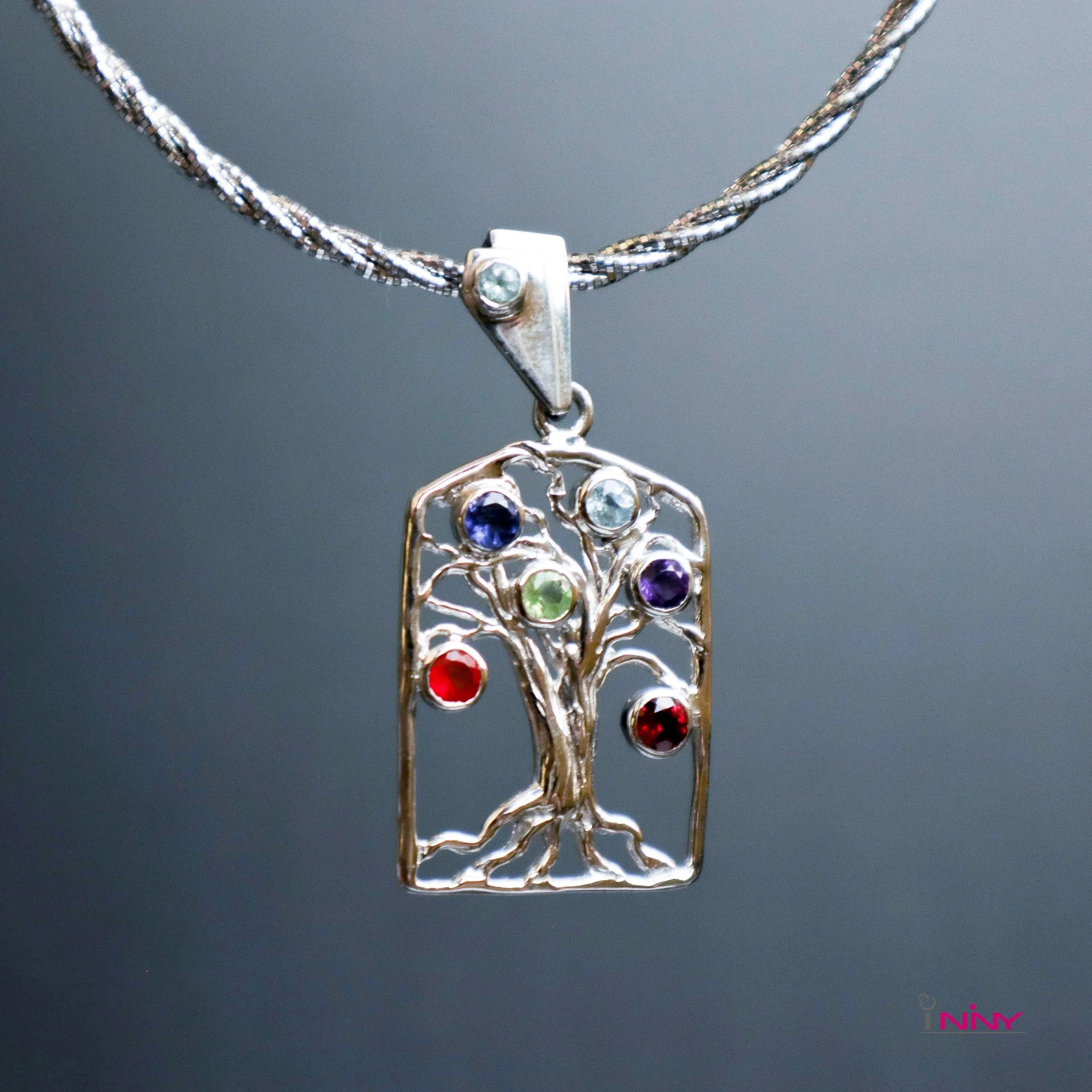 Gemstone 7 Chakra Tree Pendant