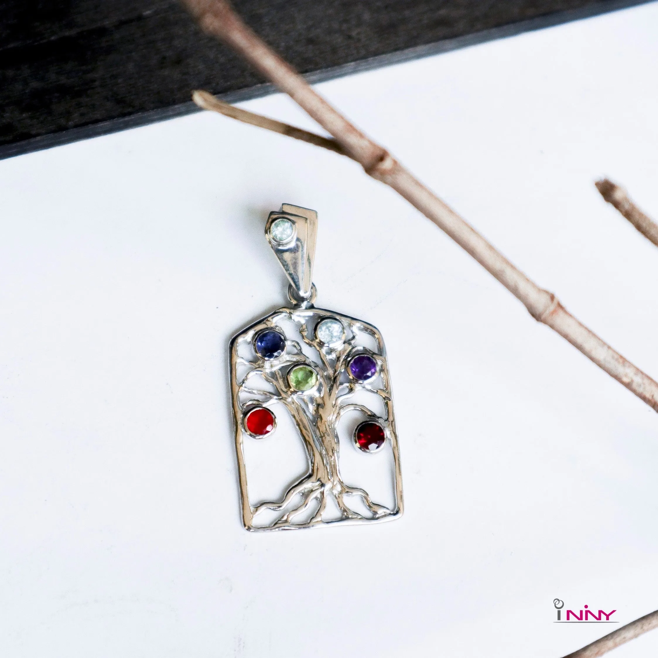 Gemstone 7 Chakra Tree Pendant